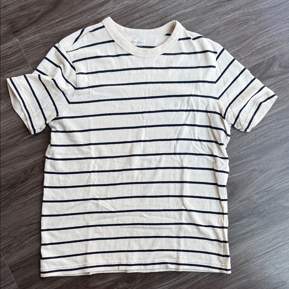 Old Navy Cream and Black Striped Tee